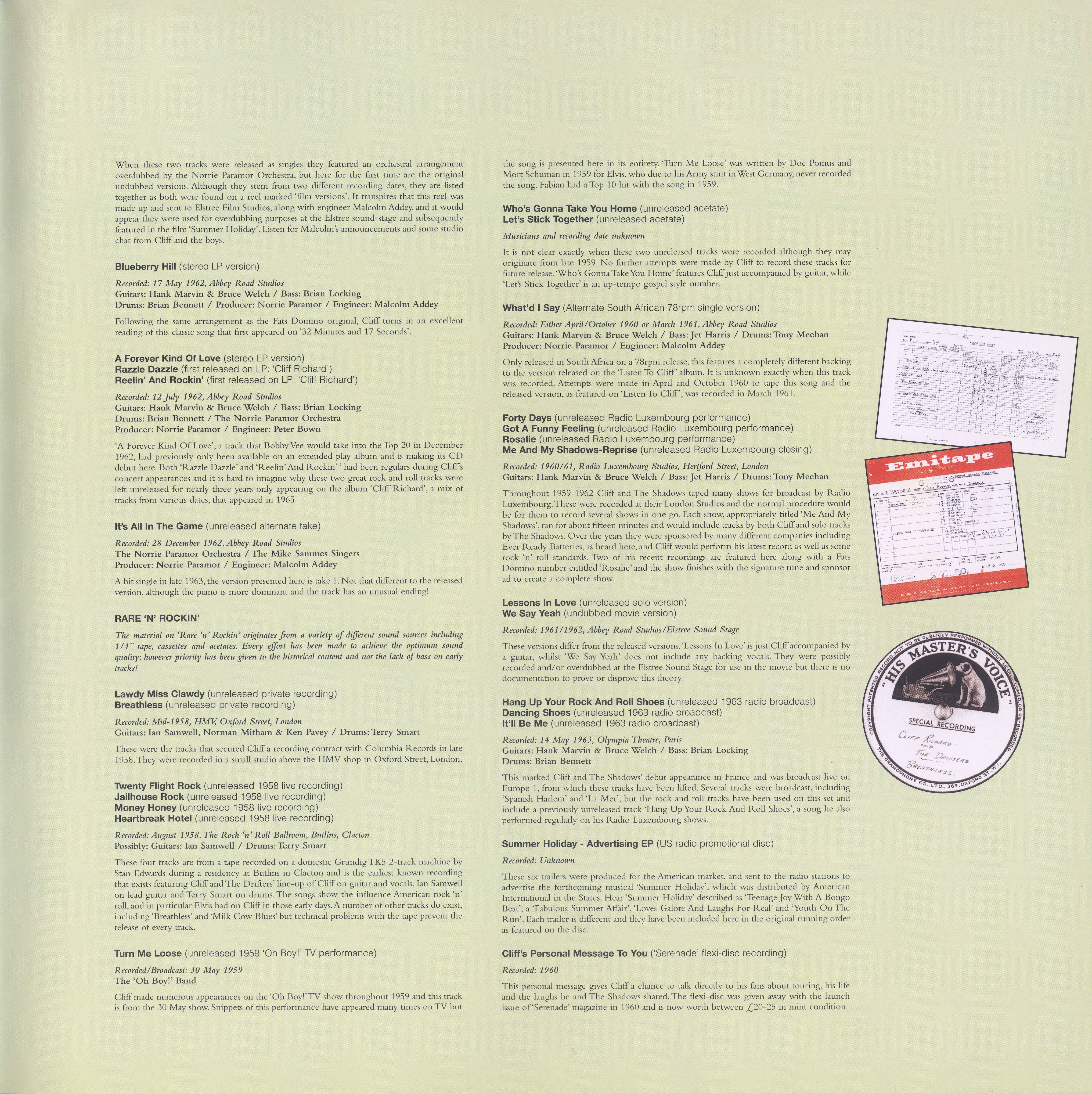 Cliff Richard The Rock N Roll Years 1958 1963 [recording data p4]